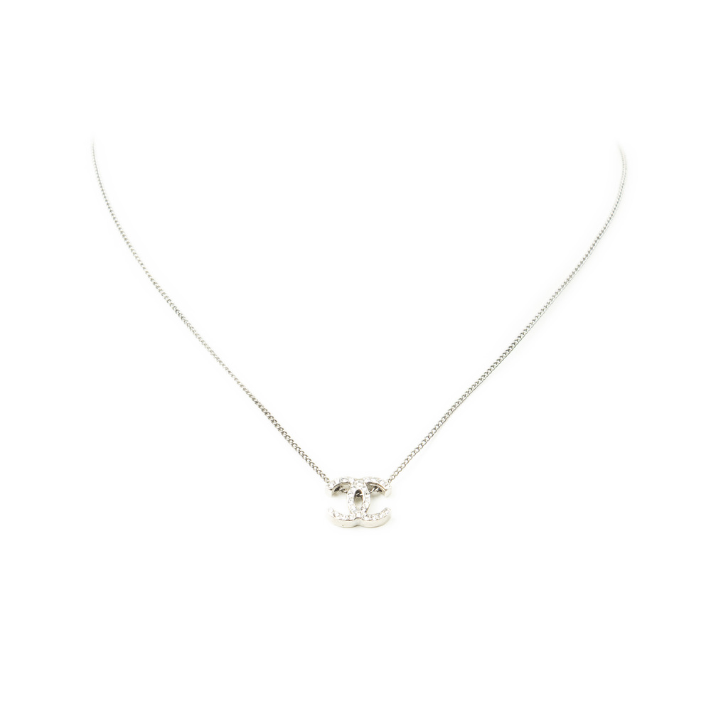 Chanel CC Rhinestone Pendant Necklace